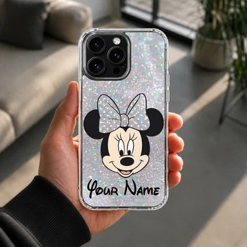 Playful Minnie Custom cartoon design with personalization on phone case — Lifestyle