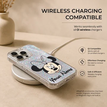 Playful Minnie Custom cartoon design with personalization on phone case — Charging