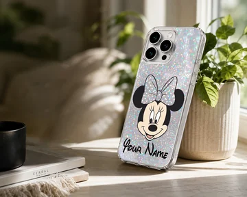 Playful Minnie Custom cartoon design with personalization on phone case — Lifestyle