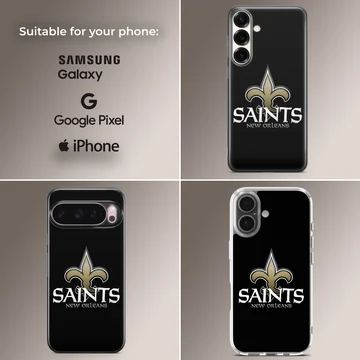 New Orleans Saints logo on a black phone case — Collage