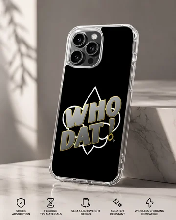 New Orleans Saints phone case featuring bold 'Who Dat' design — Specs