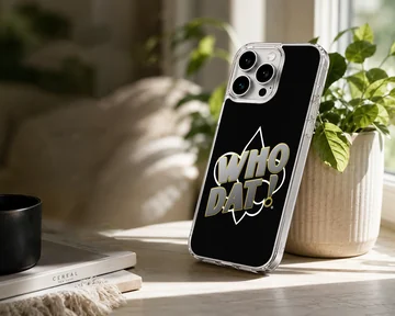 New Orleans Saints phone case featuring bold 'Who Dat' design — Lifestyle