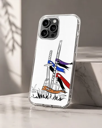 Dynamic artwork of ninja turtles masks and weapons phone case — Hero