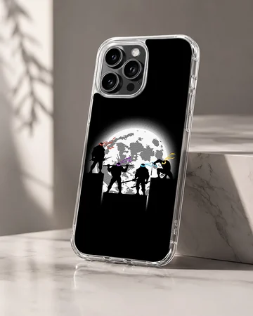 Ninja Turtles silhouetted against the moon in a vibrant cartoon phone case — Hero