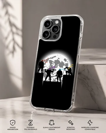 Ninja Turtles silhouetted against the moon in a vibrant cartoon phone case — Specs