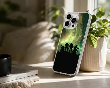 Silhouette of Ninja Turtles against vibrant green sky phone case — Lifestyle