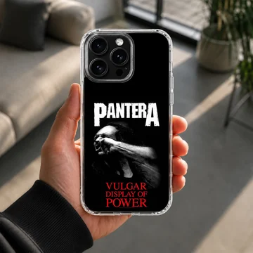 Pantera Vulgar Display of Power phone case with bold typography — Lifestyle