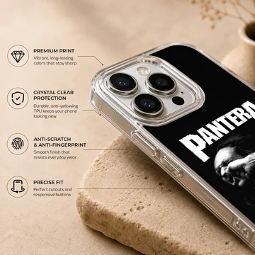 Pantera Vulgar Display of Power phone case with bold typography — Info