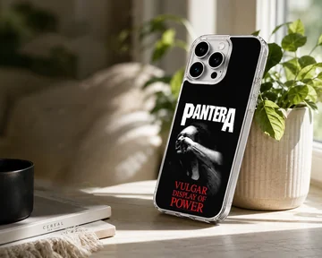 Pantera Vulgar Display of Power phone case with bold typography — Lifestyle