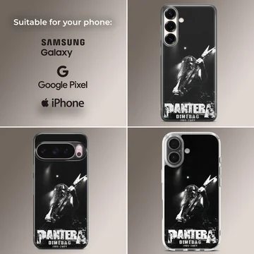 Pantera band tribute with a guitarist image on phone case — Collage