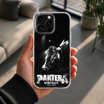Pantera band tribute with a guitarist image on phone case — Lifestyle