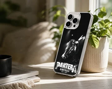 Pantera band tribute with a guitarist image on phone case — Lifestyle