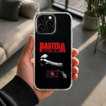 Pantera themed phone case with bold black and red typography design — Lifestyle