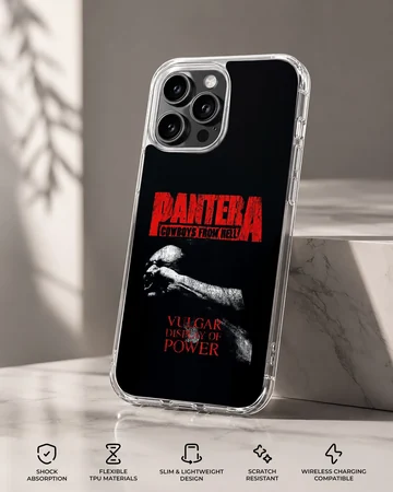 Pantera themed phone case with bold black and red typography design — Specs