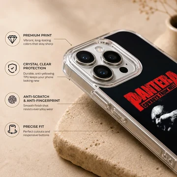 Pantera themed phone case with bold black and red typography design — Info