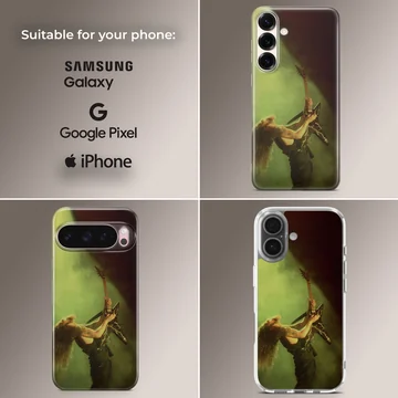 Pantera guitarist captured in an energetic pose on phone case — Collage