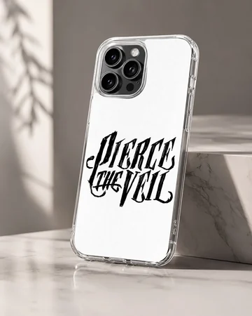 Pierce The Veil bold typography in black on white phone case — Hero