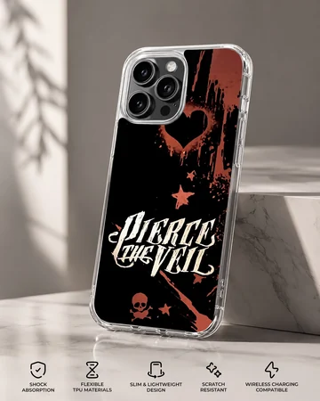 Pierce The Veil design on a phone case with bold typography — Specs