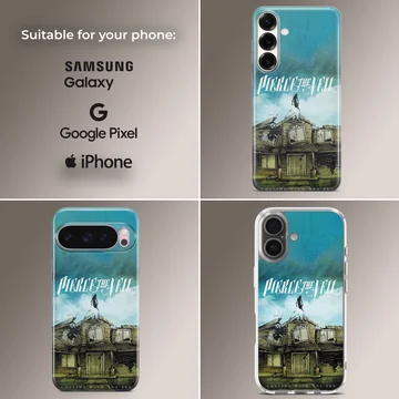 Pierce The Veil artwork showing a house and a raven on a phone case — Collage