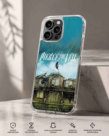 Pierce The Veil artwork showing a house and a raven on a phone case — Specs