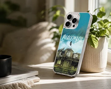 Pierce The Veil artwork showing a house and a raven on a phone case — Lifestyle