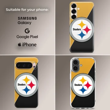 Pittsburgh Steelers logo on a phone case with black and yellow design — Collage