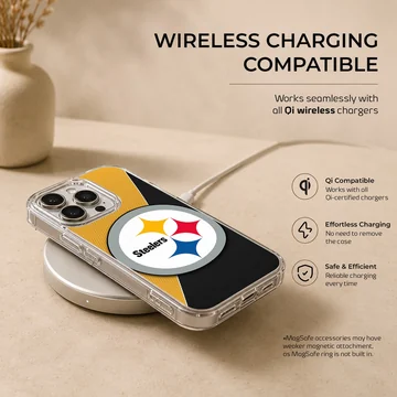 Pittsburgh Steelers logo on a phone case with black and yellow design — Charging