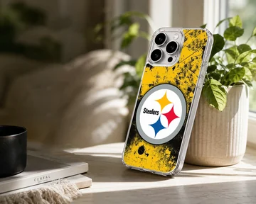 Pittsburgh Steelers vibrant artwork on phone case — Lifestyle