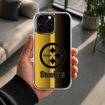 Pittsburgh Steelers logo in black and yellow on phone case — Lifestyle