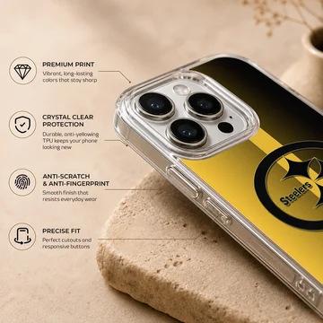 Pittsburgh Steelers logo in black and yellow on phone case — Info