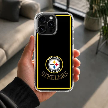 Pittsburgh Steelers logo on phone case with black and yellow design — Lifestyle