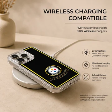 Pittsburgh Steelers logo on phone case with black and yellow design — Charging