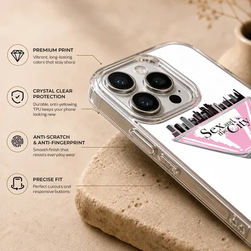 Stylish Sex And The City phone case with cosmopolitan glass design. — Info