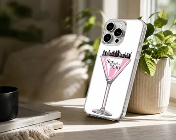 Stylish Sex And The City phone case with cosmopolitan glass design. — Lifestyle