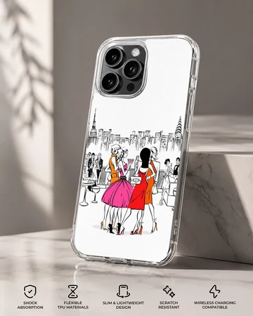 Sex and the City fashion scene with stylish characters on phone case — Specs