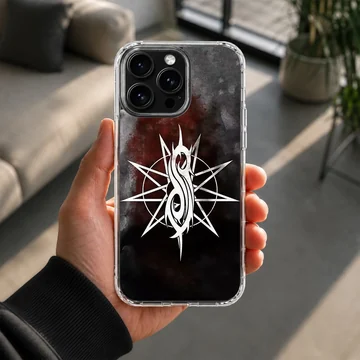 Bold Slipknot logo on black textured background phone case — Lifestyle