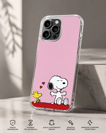 Snoopy and Woodstock cartoon illustration phone case — Specs