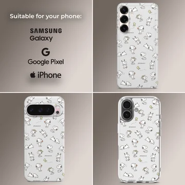 Snoopy phone case with playful cartoon characters — Collage