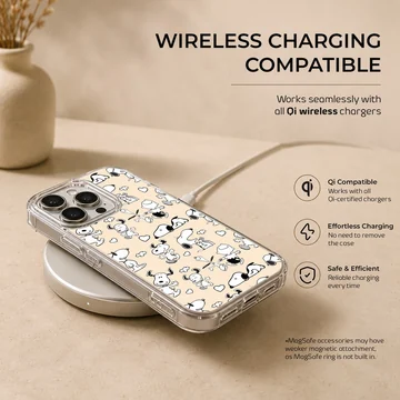 Playful Snoopy cartoon design on phone case — Charging