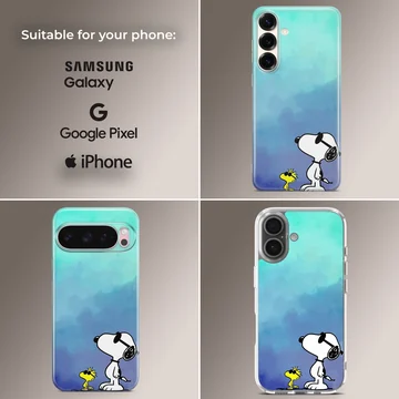 Snoopy and Woodstock standing together on a phone case — Collage