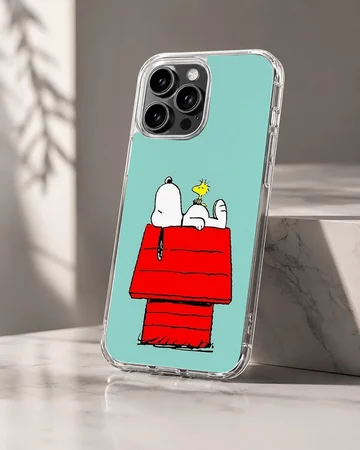Snoopy resting on red doghouse cartoon phone case — Hero