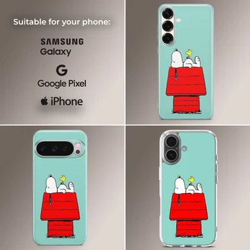 Snoopy resting on red doghouse cartoon phone case — Collage