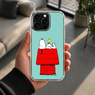 Snoopy resting on red doghouse cartoon phone case — Lifestyle