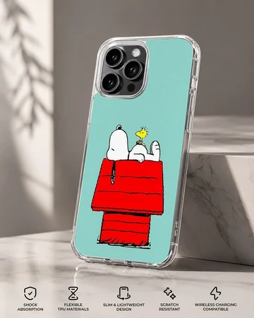 Snoopy resting on red doghouse cartoon phone case — Specs