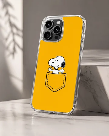 Snoopy cartoon with pocket design on phone case. — Hero