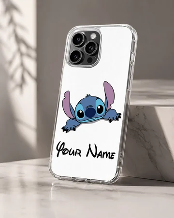Stitch cartoon design with personalized name on phone case — Hero