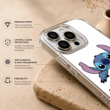 Stitch cartoon design with personalized name on phone case — Info