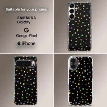 Super Mario inspired design phone case with iconic symbols — Collage