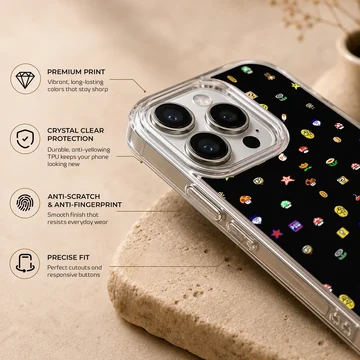 Super Mario inspired design phone case with iconic symbols — Info