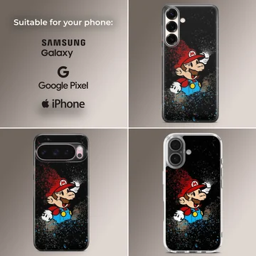 Cartoon-style Super Mario graphic on phone case — Collage